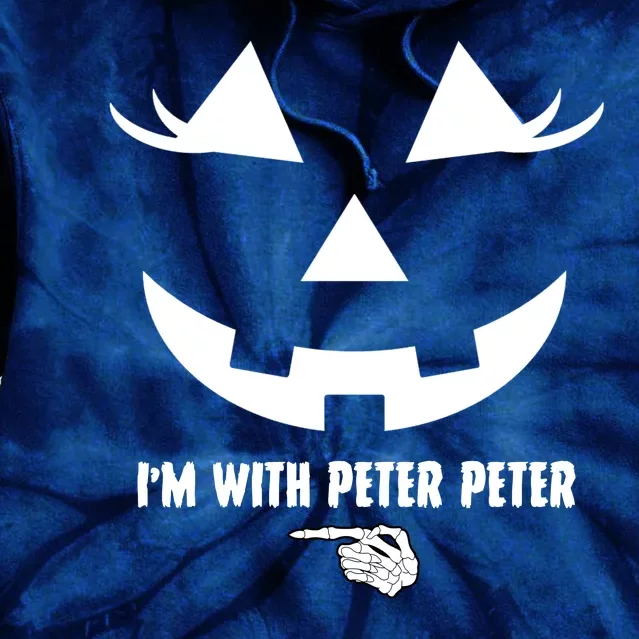 I'm With Peter Peter Skeleton Hand Pointing Matching Halloween Tie Dye Hoodie