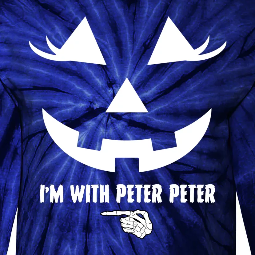 I'm With Peter Peter Skeleton Hand Pointing Matching Halloween Tie-Dye Long Sleeve Shirt