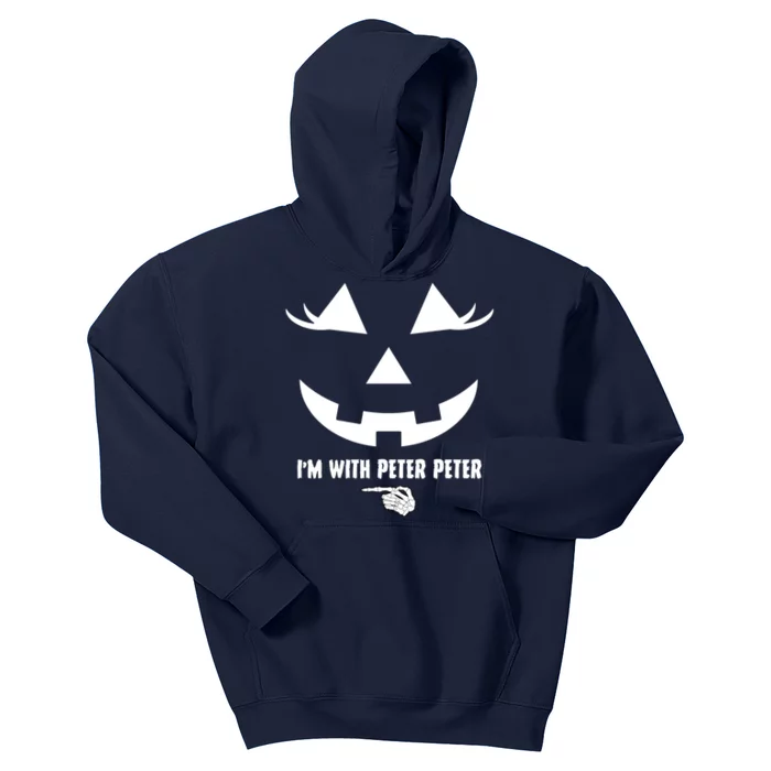 I'm With Peter Peter Skeleton Hand Pointing Matching Halloween Kids Hoodie