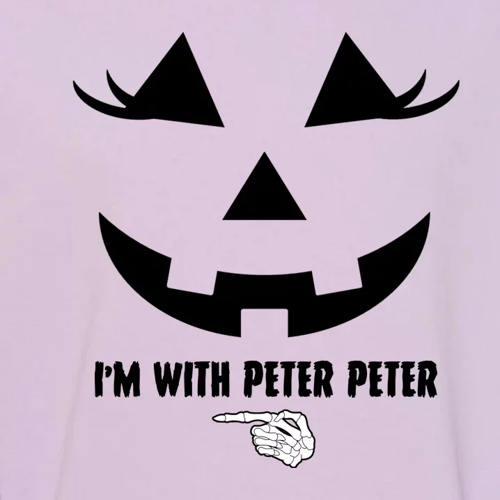 I'm With Peter Peter Skeleton Hand Pointing Matching Halloween Garment-Dyed Sweatshirt