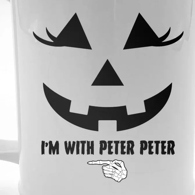 I'm With Peter Peter Skeleton Hand Pointing Matching Halloween Front & Back Beer Stein