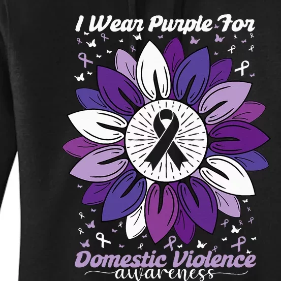 I Wear Purple For Domestic Violence Awareness Month Women's Pullover Hoodie