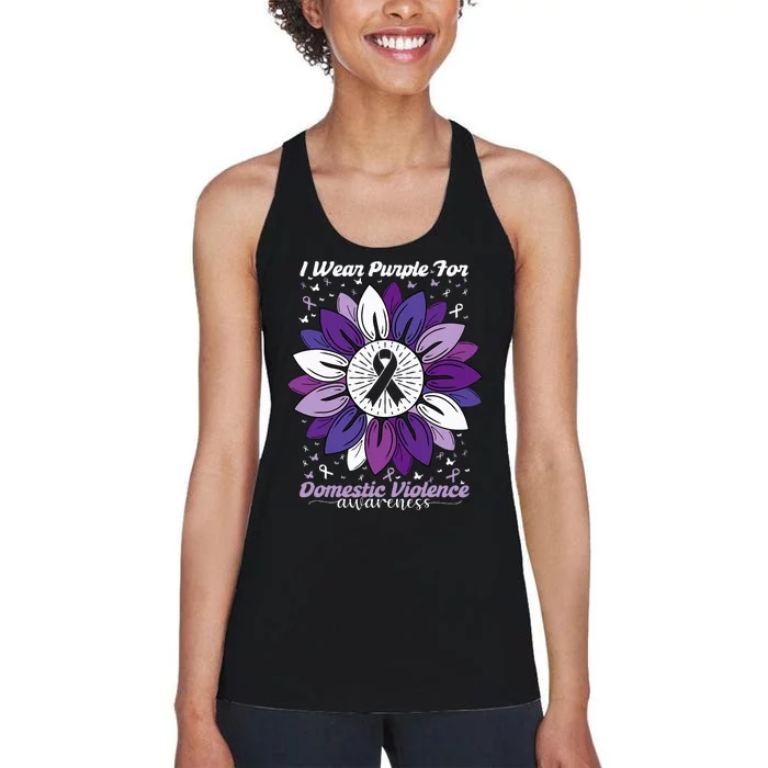 I Wear Purple For Domestic Violence Awareness Month Women's Racerback Tank