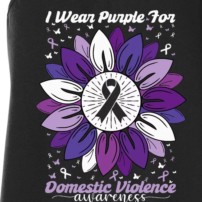 I Wear Purple For Domestic Violence Awareness Month Women's Racerback Tank