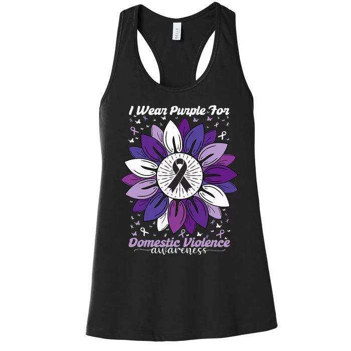 I Wear Purple For Domestic Violence Awareness Month Women's Racerback Tank