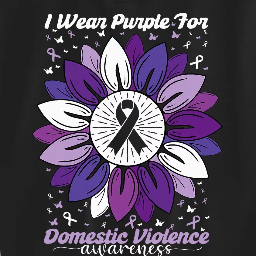 I Wear Purple For Domestic Violence Awareness Month Kids Sweatshirt