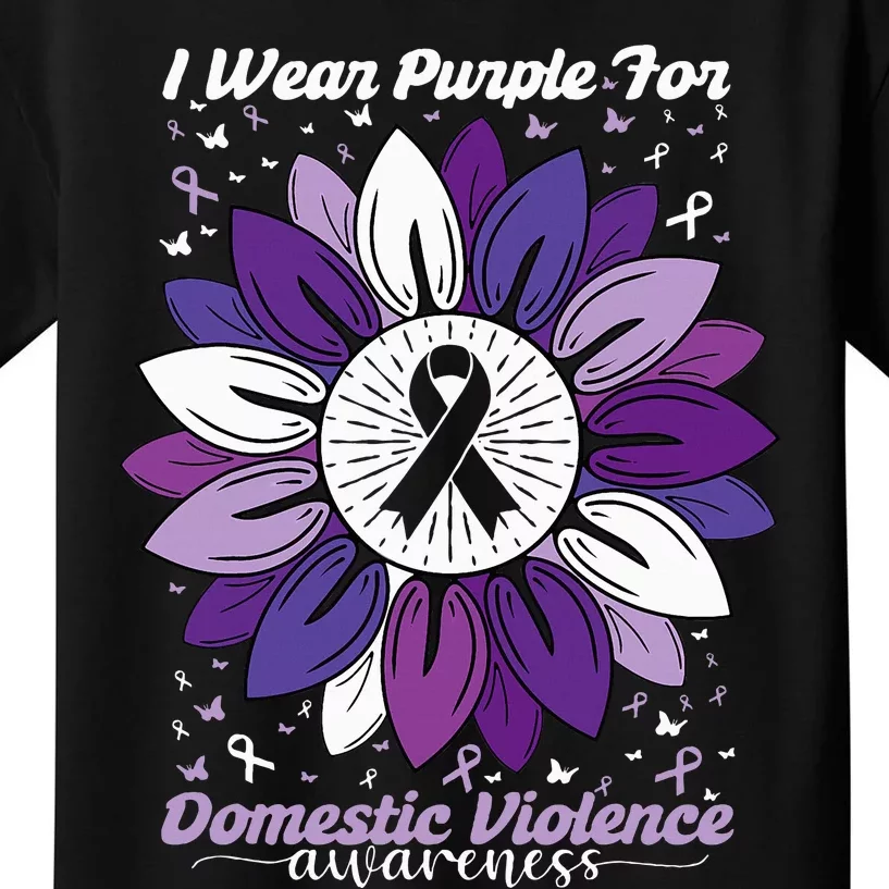 I Wear Purple For Domestic Violence Awareness Month Kids T-Shirt