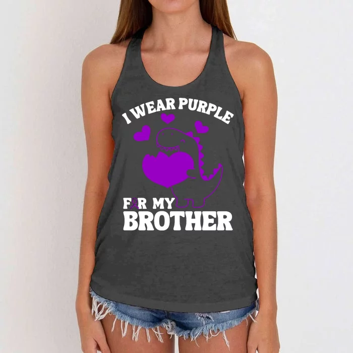 I Wear Purple For My Brother Epilepsy Awareness Women's Knotted Racerback Tank