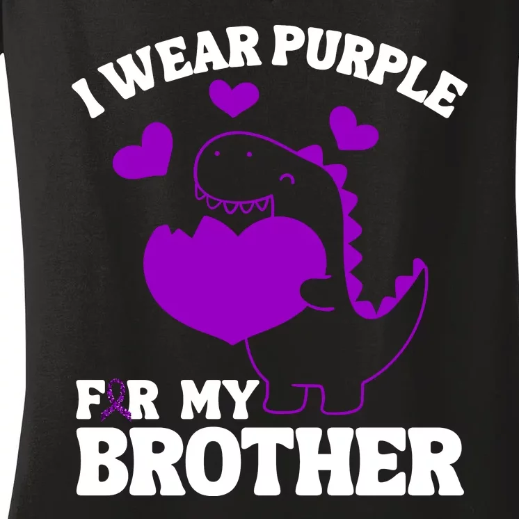 I Wear Purple For My Brother Epilepsy Awareness Women's V-Neck T-Shirt