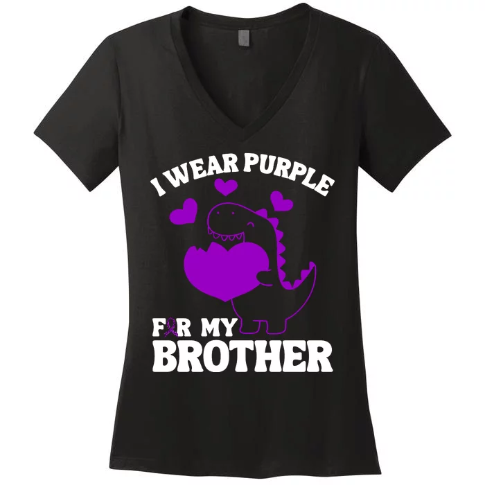 I Wear Purple For My Brother Epilepsy Awareness Women's V-Neck T-Shirt