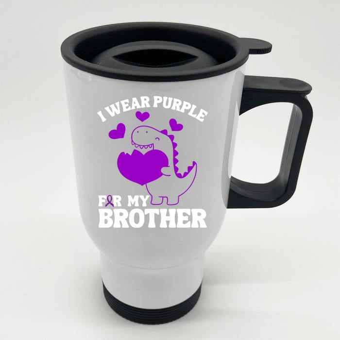 I Wear Purple For My Brother Epilepsy Awareness Front & Back Stainless Steel Travel Mug