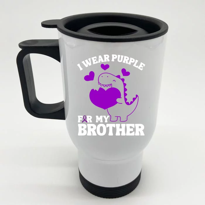 I Wear Purple For My Brother Epilepsy Awareness Front & Back Stainless Steel Travel Mug