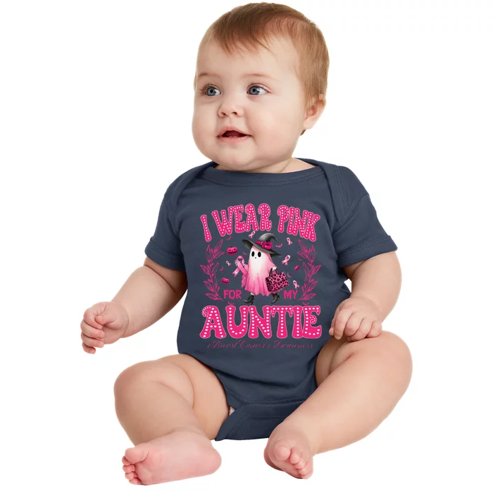 I Wear Pin.K For My Auntie Breast Cancer Halloween Baby Bodysuit