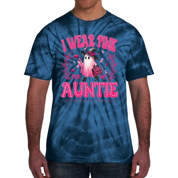 I Wear Pin.K For My Auntie Breast Cancer Halloween Tie-Dye T-Shirt