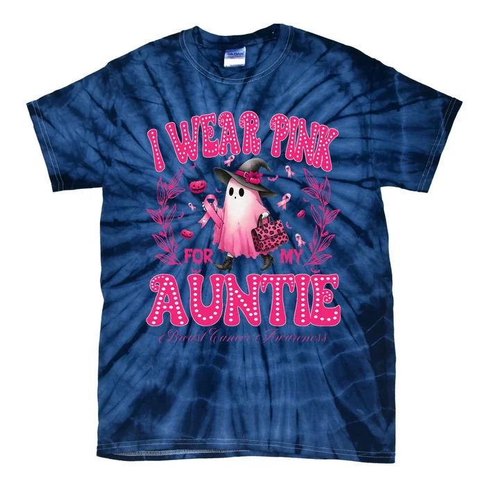 I Wear Pin.K For My Auntie Breast Cancer Halloween Tie-Dye T-Shirt