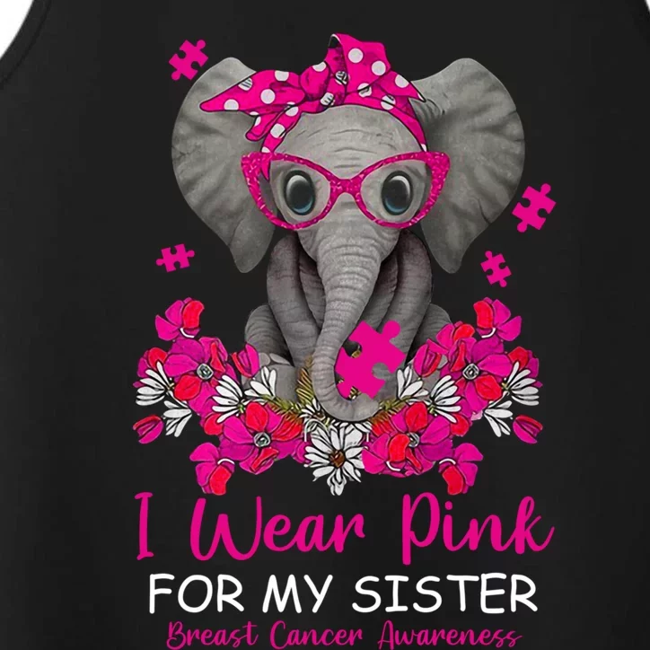 I Wear Pink For My Sister Elephant Breast Cancer Awareness Cute Gift Performance Tank