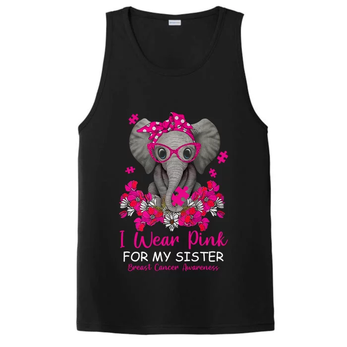 I Wear Pink For My Sister Elephant Breast Cancer Awareness Cute Gift Performance Tank