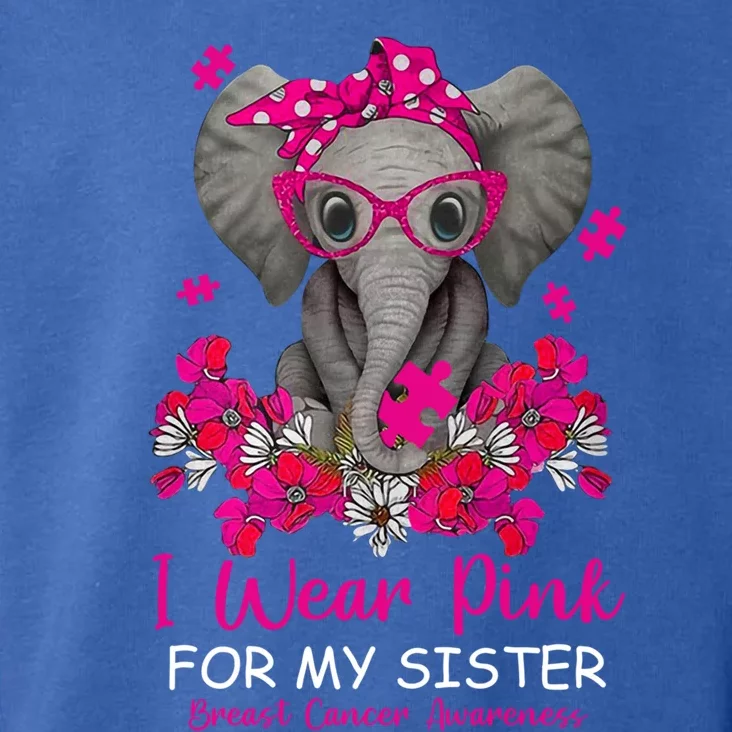 I Wear Pink For My Sister Elephant Breast Cancer Awareness Cute Gift Toddler Hoodie