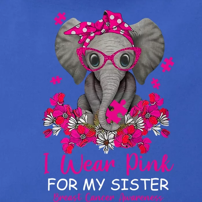 I Wear Pink For My Sister Elephant Breast Cancer Awareness Cute Gift Zip Tote Bag