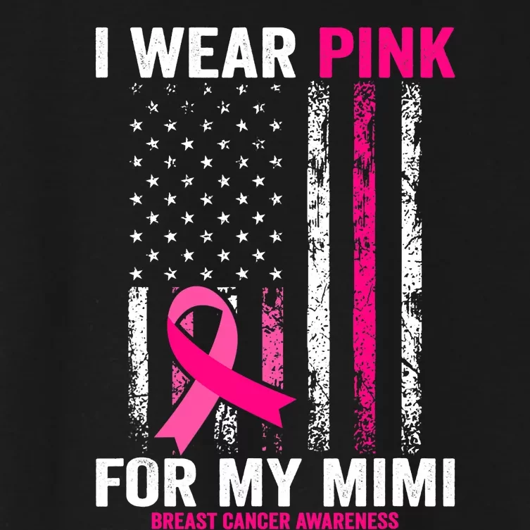 I Wear Pink for My Mimi American Flag Women's Crop Top Tee