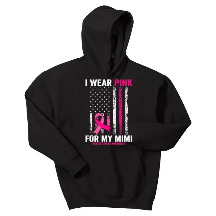 I Wear Pink for My Mimi American Flag Kids Hoodie