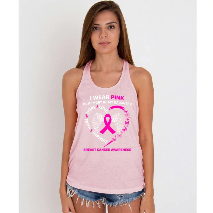 I Wear Pink In Memory Of My Daughter Breast Cancer Awareness Gift Women's Knotted Racerback Tank