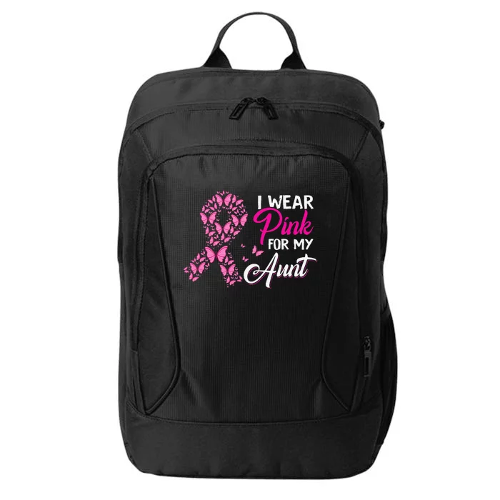 I Wear Pink For My Aunt Breast Cancer Awareness Survivor City Backpack