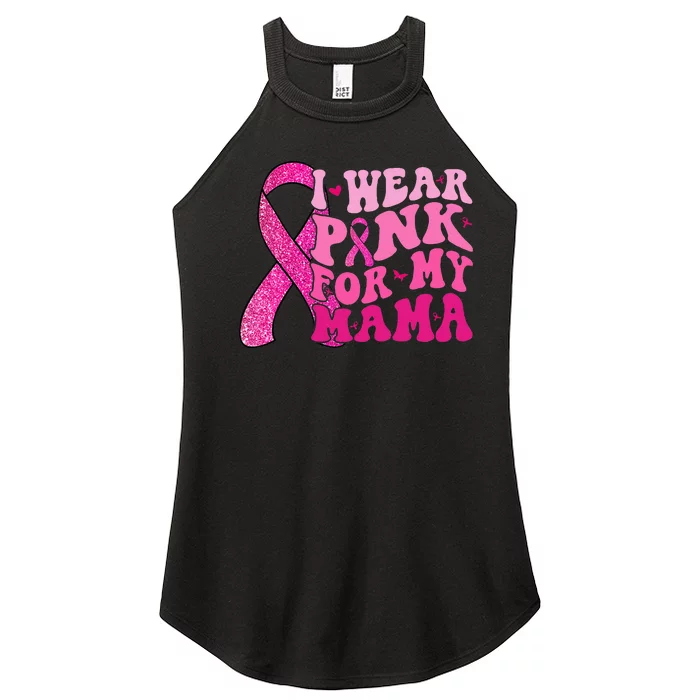 I Wear Pink For My Mama Groovy Breast Cancer Women’s Perfect Tri Rocker Tank