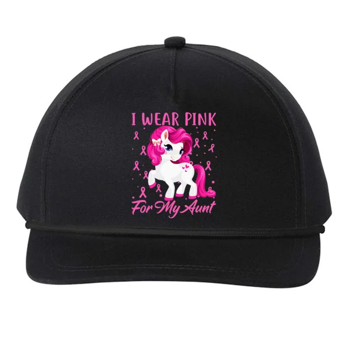 I Wear Pink For My Aunt Breast Cancer Awareness Unicorn Snapback Five-Panel Rope Hat