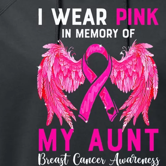 I Wear Pink My Aunt Breast Cancer Awareness Angel Wings Performance Fleece Hoodie