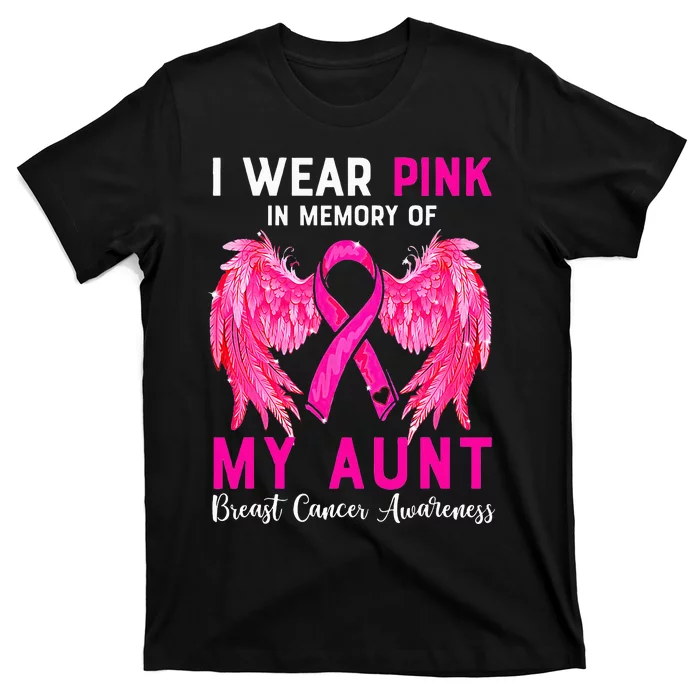 I Wear Pink My Aunt Breast Cancer Awareness Angel Wings T-Shirt