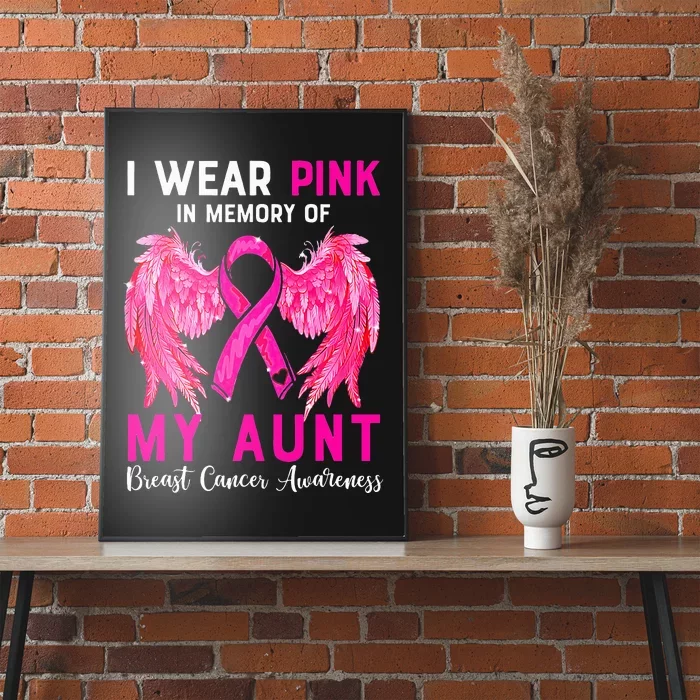 I Wear Pink My Aunt Breast Cancer Awareness Angel Wings Poster