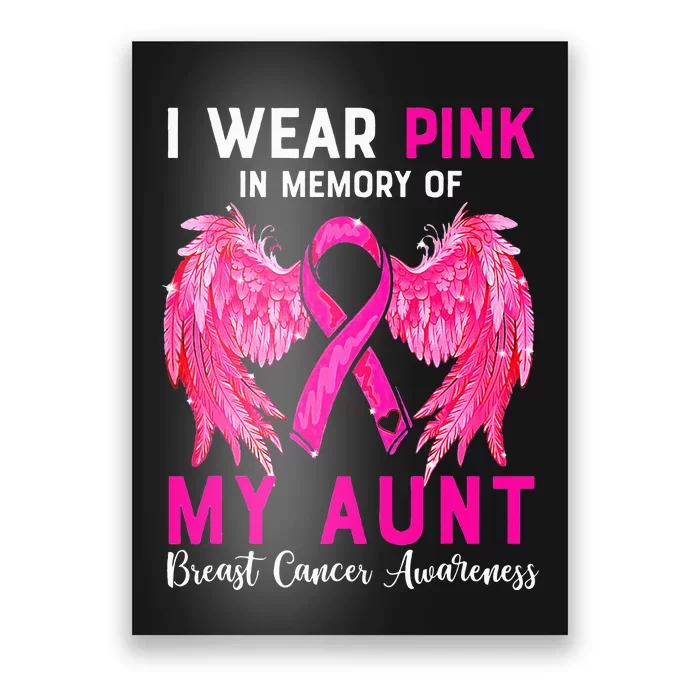 I Wear Pink My Aunt Breast Cancer Awareness Angel Wings Poster