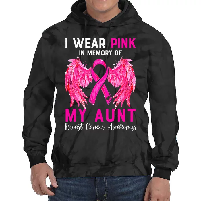 I Wear Pink My Aunt Breast Cancer Awareness Angel Wings Tie Dye Hoodie