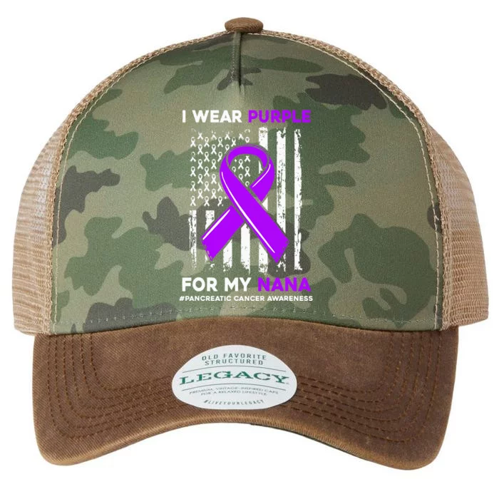 I Wear Purple For My Nana Pancreatic Cancer Awareness Legacy Tie Dye Trucker Hat