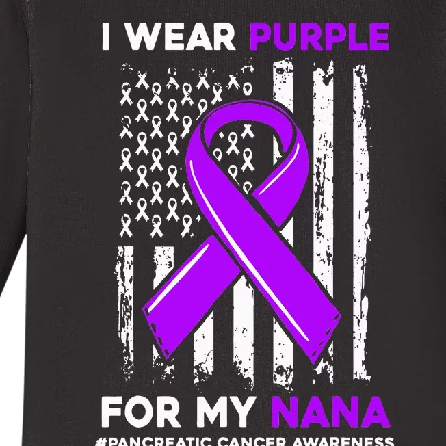 I Wear Purple For My Nana Pancreatic Cancer Awareness Baby Long Sleeve Bodysuit