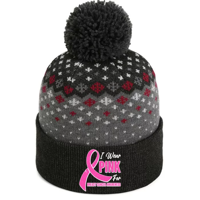 I Wear Pink For Breast Cancer Awareness The Baniff Cuffed Pom Beanie