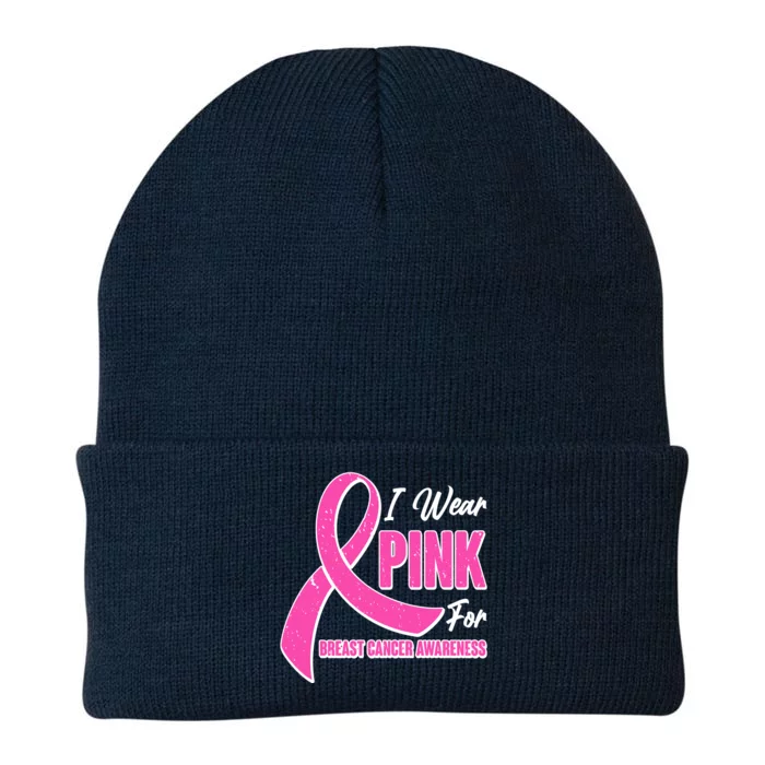 I Wear Pink For Breast Cancer Awareness Knit Cap Winter Beanie