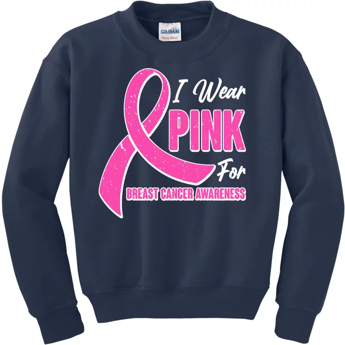 I Wear Pink For Breast Cancer Awareness Kids Sweatshirt