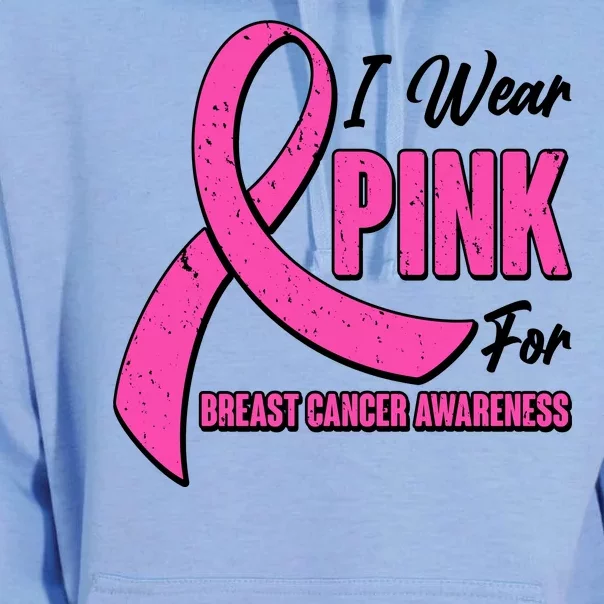 I Wear Pink For Breast Cancer Awareness Unisex Surf Hoodie