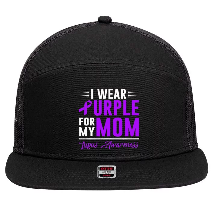 I Wear Purple For My Mom Lupus Awareness Month 7 Panel Mesh Trucker Snapback Hat