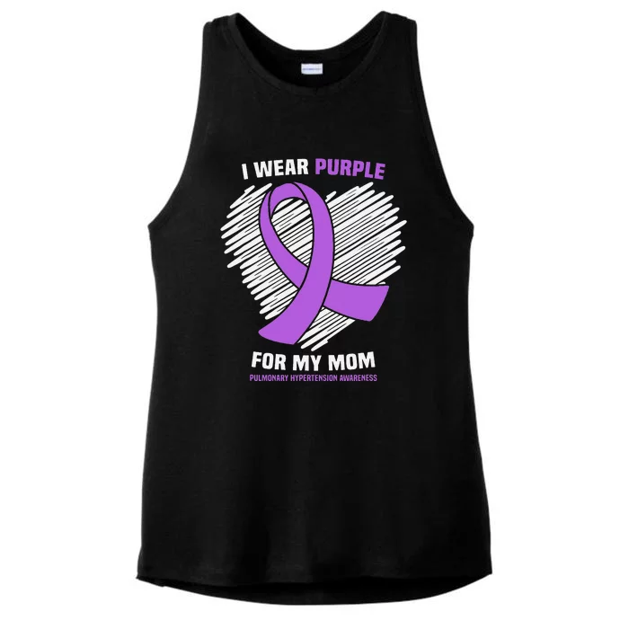 I Wear Purple For My Mom Pulmonary Hypertension Awareness Ladies Tri-Blend Wicking Tank