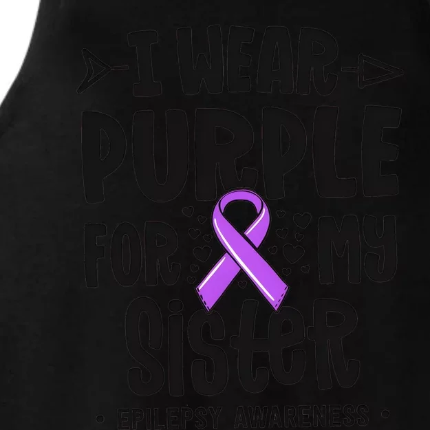 I Wear Purple For My Sister Epilepsy Awareness Ladies Tri-Blend Wicking Tank