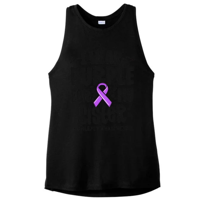 I Wear Purple For My Sister Epilepsy Awareness Ladies Tri-Blend Wicking Tank