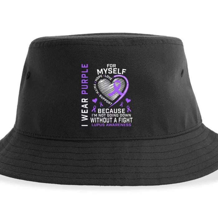 I Wear Purple For Myself Lupus Awareness Warriors Fighters Sustainable Bucket Hat