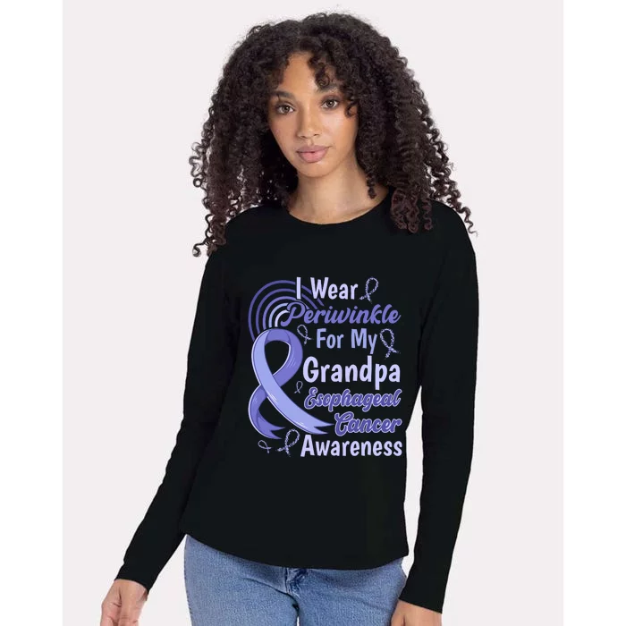 I Wear Periwinkle For My Grangpa Esophageal Cancer Awareness Womens Cotton Relaxed Long Sleeve T-Shirt