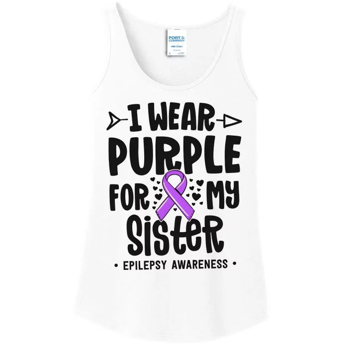 I Wear Purple For My Sister Epilepsy Awareness Ladies Essential Tank