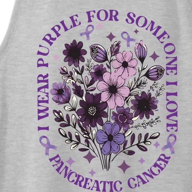 I Wear Purple For Pancreatic Cancer Wildflower Pancreatic Cancer Awarenes Ladies Tri-Blend Wicking Tank