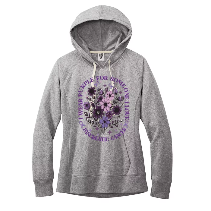 I Wear Purple For Pancreatic Cancer Wildflower Pancreatic Cancer Awarenes Women's Fleece Hoodie