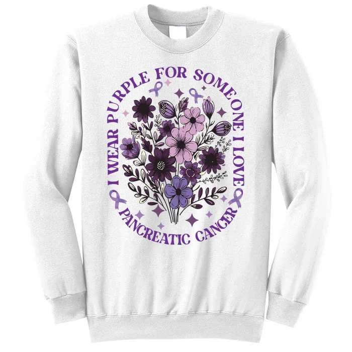 I Wear Purple For Pancreatic Cancer Wildflower Pancreatic Cancer Awarenes Sweatshirt